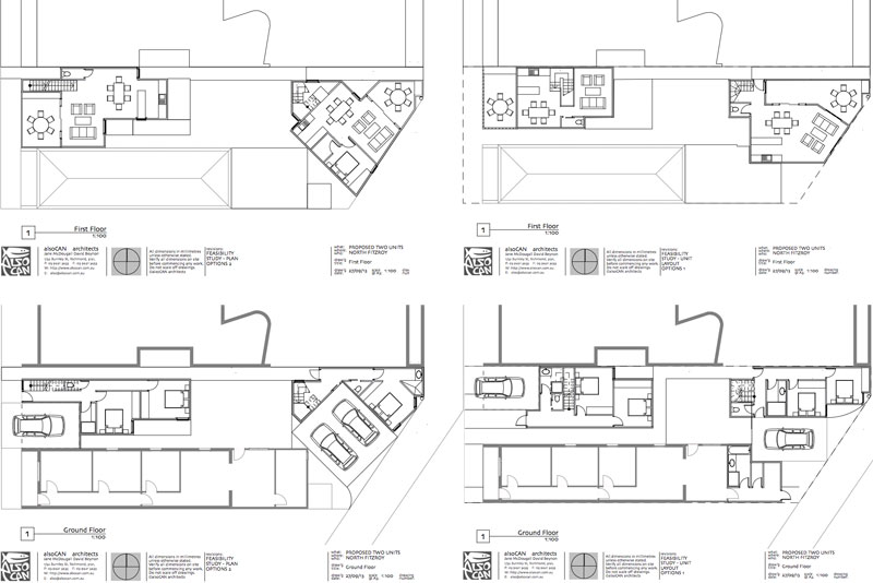 feasibility plan small townhouses beside and behind house
